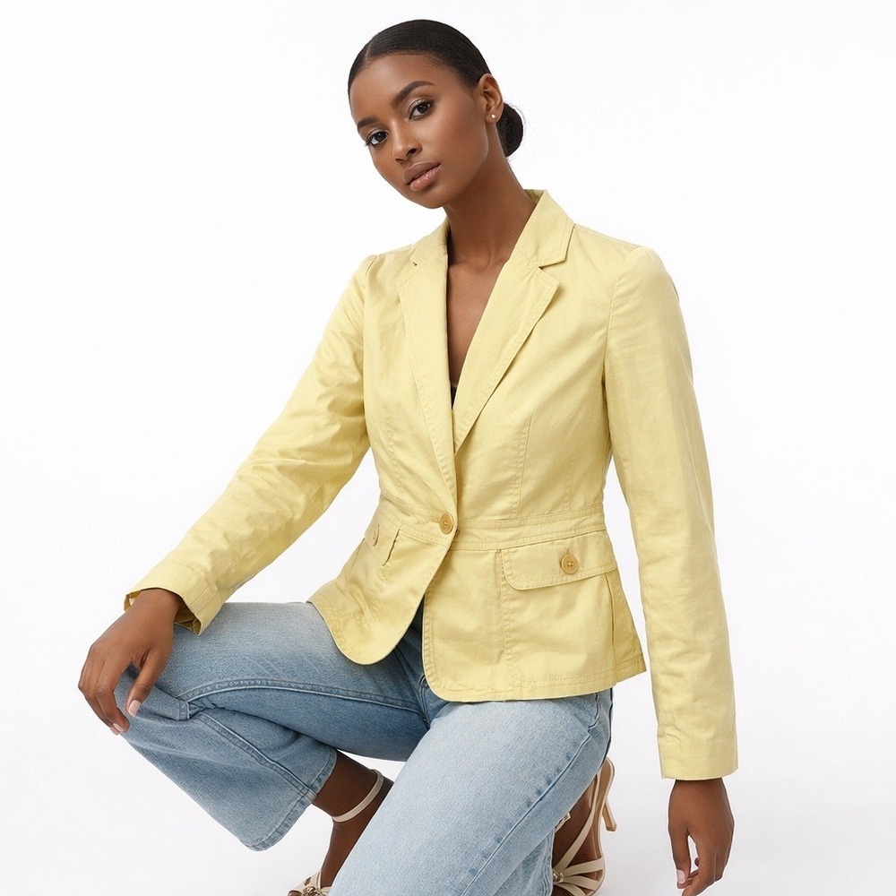 Talbots Womens Petite Butter Yellow Jacket 2P Preppy Light Academia Classic NEW